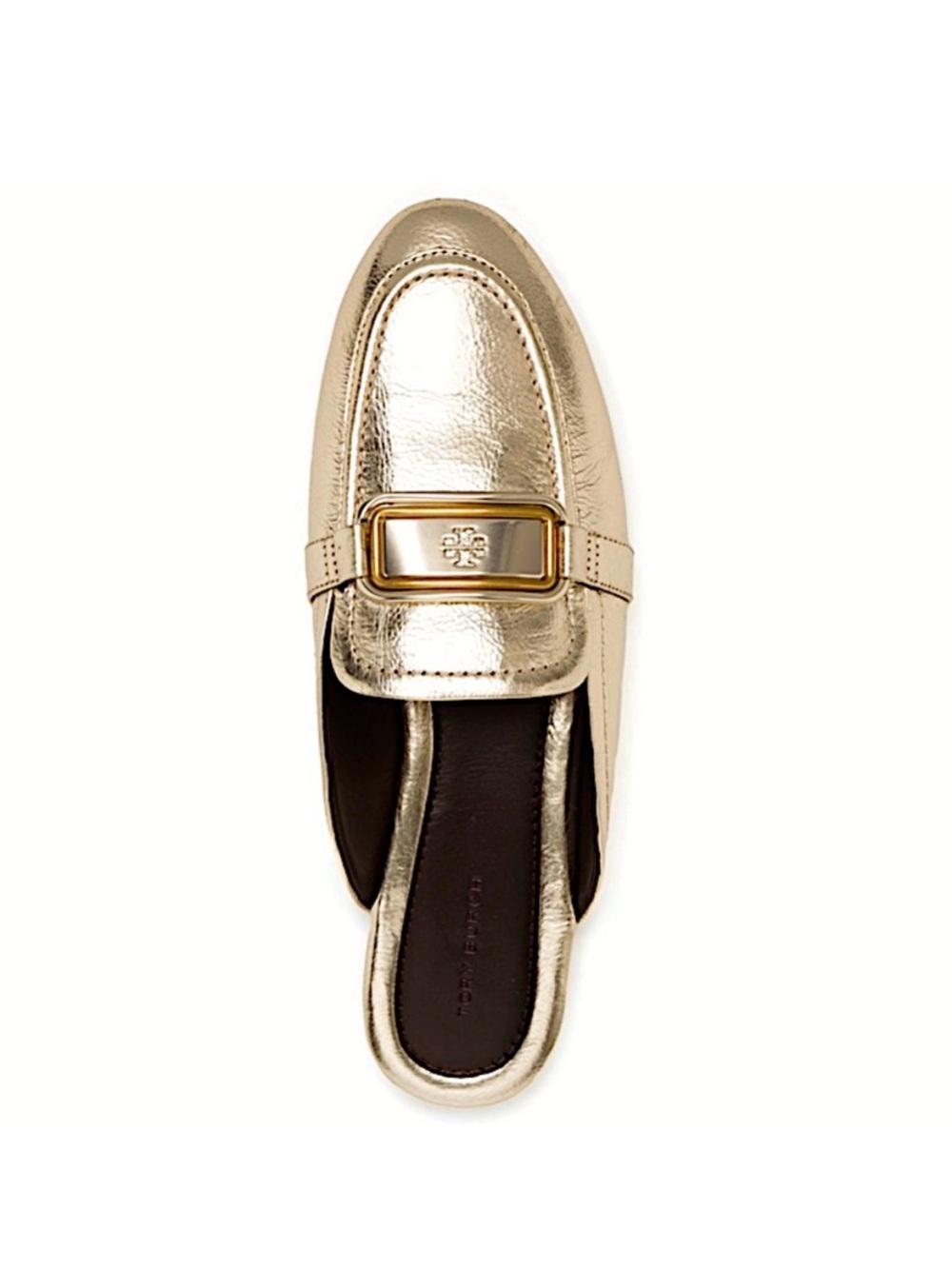 Tory Burch Georgia Metallic Gold Leather Mule 9